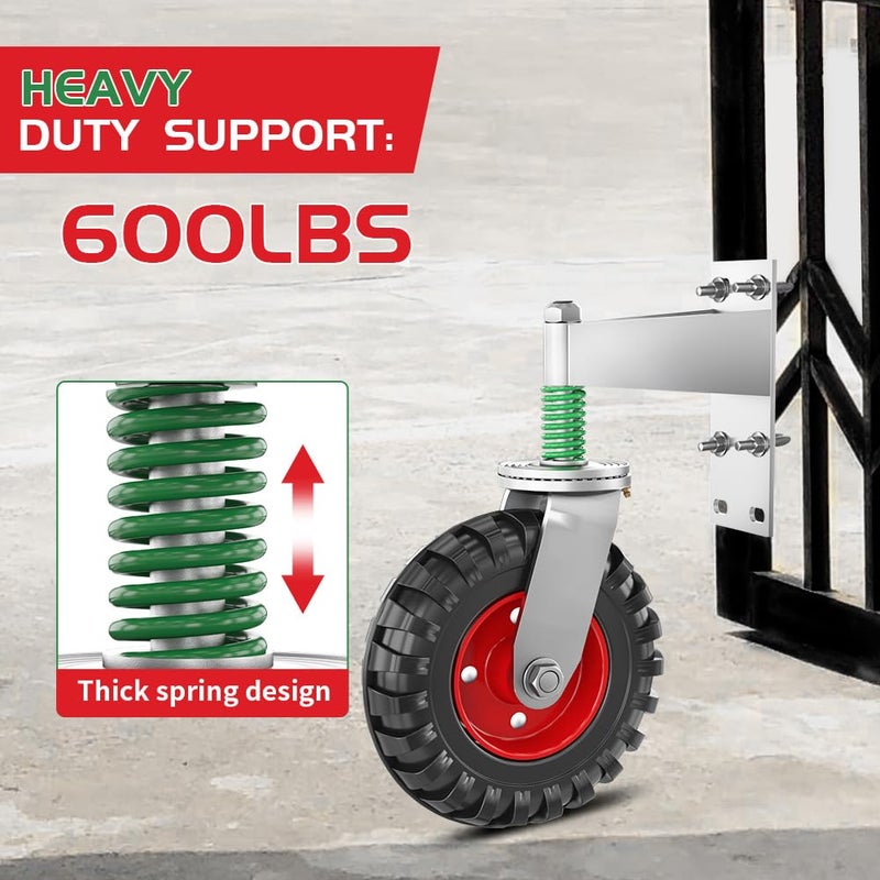 uscaster Gate Wheel 8inch Fence Gate Wheel for Metal Tube Gate 600lb Capacity 360 Degree Rotation Spring-Loaded Heavy Duty Gate Caster with Screws & Screwdriver - Image 5